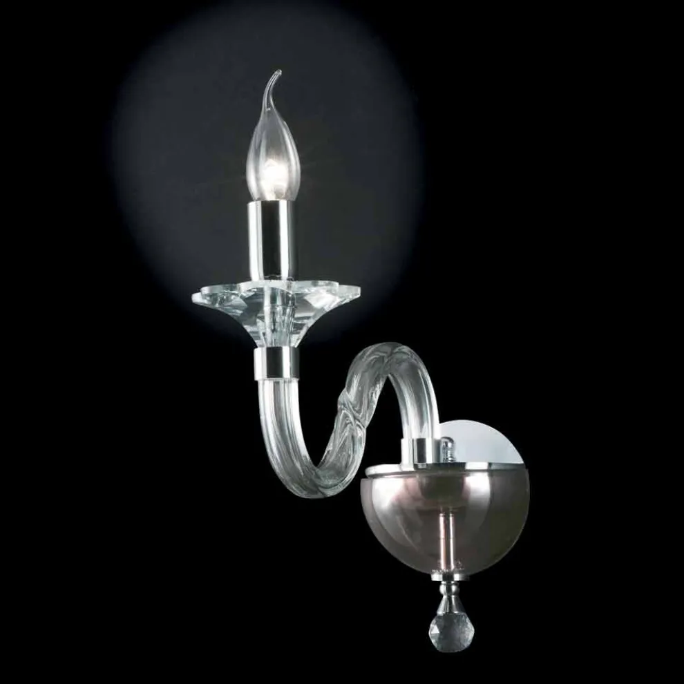 Designer Wandlampe in Ivy Glas und Kristall, made in Italy