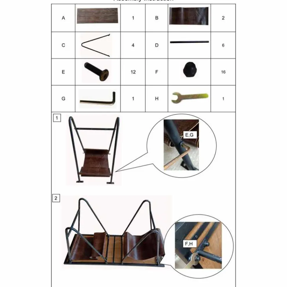Designer Zeitungstisch aus Eisenholz und Kunstleder - Marilena