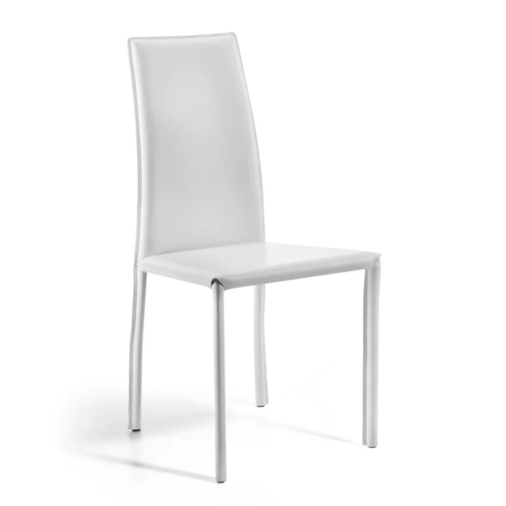 Designer-Esszimmerstuhl mit Lederbezug, hergestellt in Italien – Sissy