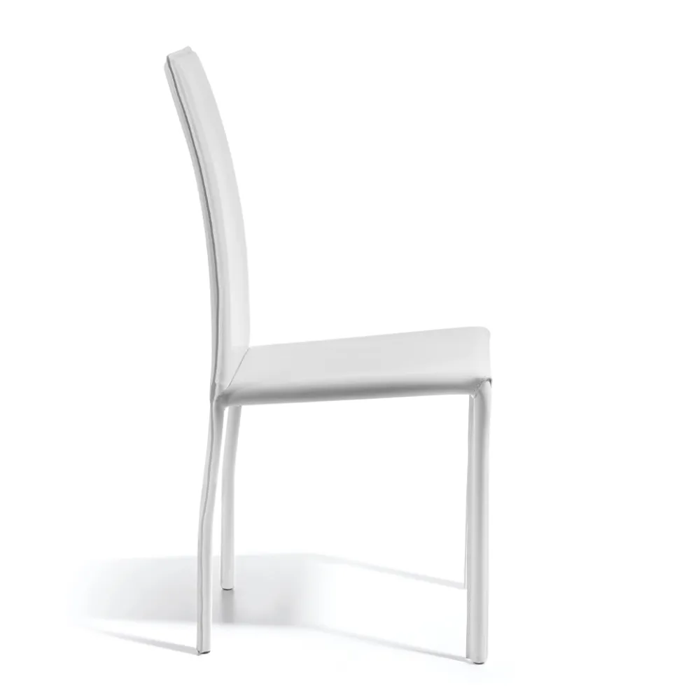 Designer-Esszimmerstuhl mit Lederbezug, hergestellt in Italien – Sissy