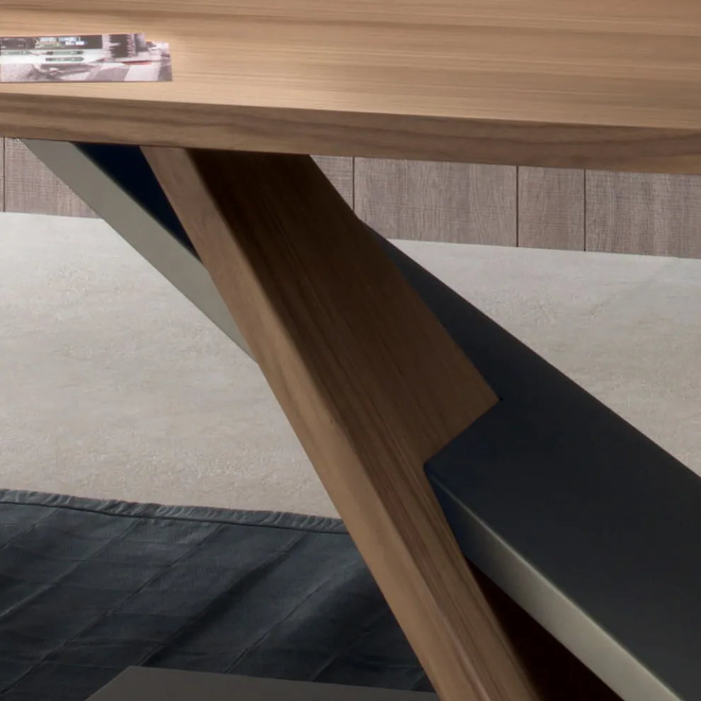 Design-Esstisch mit Metallplatte aus Nussbaum Canaletto - Zorato Wood