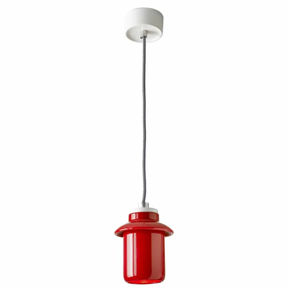 Designlampe aus roter Keramik, hergestellt in Italy Asia