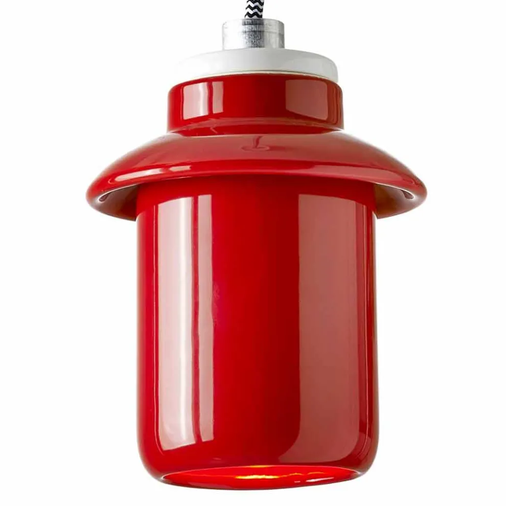 Designlampe aus roter Keramik, hergestellt in Italy Asia