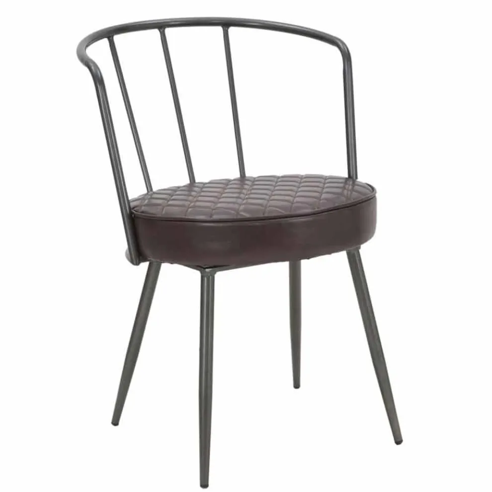 Design-Sessel im Industriestil aus Eisen und Kunstleder - Pinny