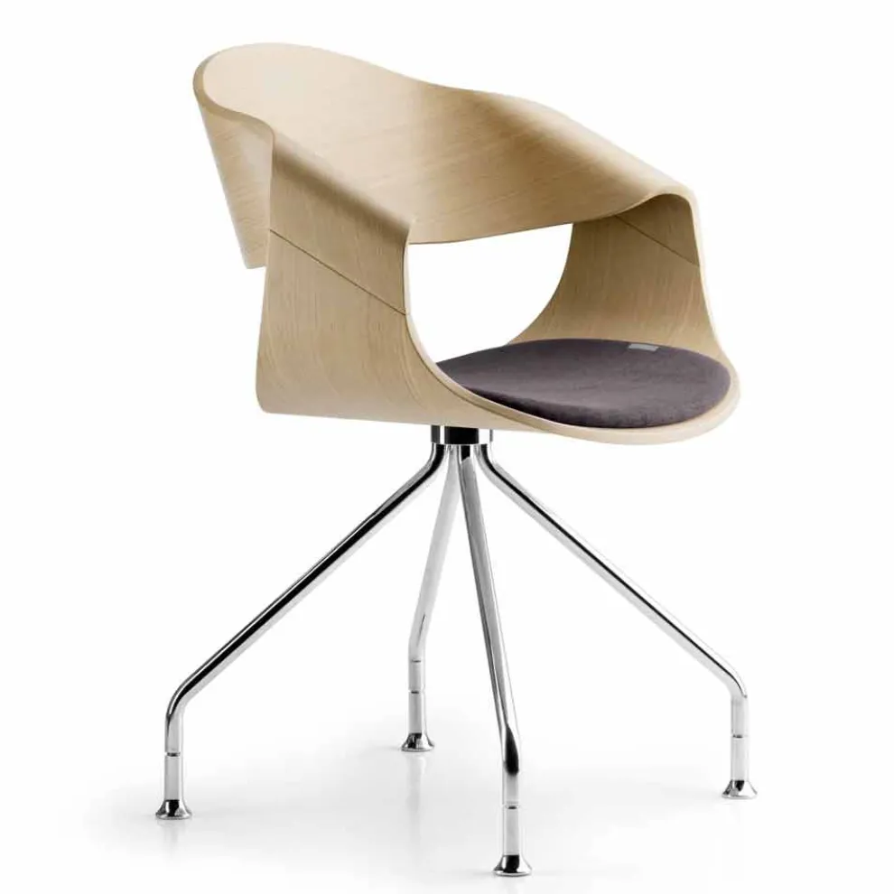 Designstuhl aus Eichen- oder Wengeholz mit italienischem Luxuskissen - Rimmel