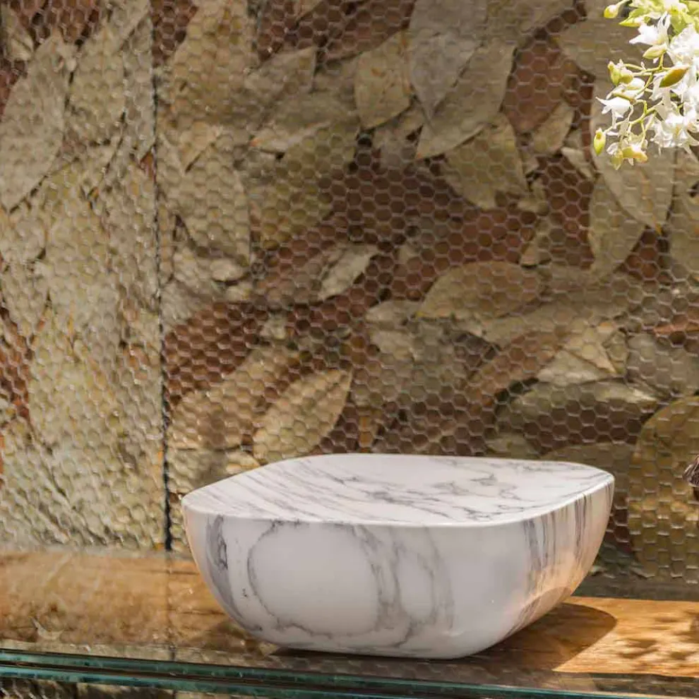 Design-Tablett aus weißem Carrara-Marmor Arabescato Made in Italy - Rock