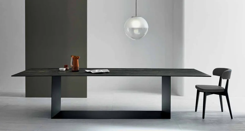 Designtisch aus Matt Noir Desir Keramik und Metall Made in Italy - Dunkelbraun