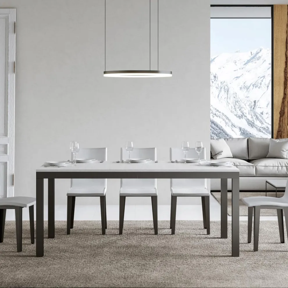 Design-Tisch mit Holzplatte, ausziehbar bis 440 cm, hergestellt in Italien – Foxy