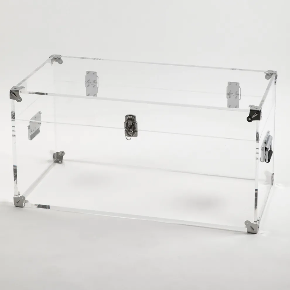 Design-Truhe aus transparentem Acrylglas und modernem Stahl - Dante