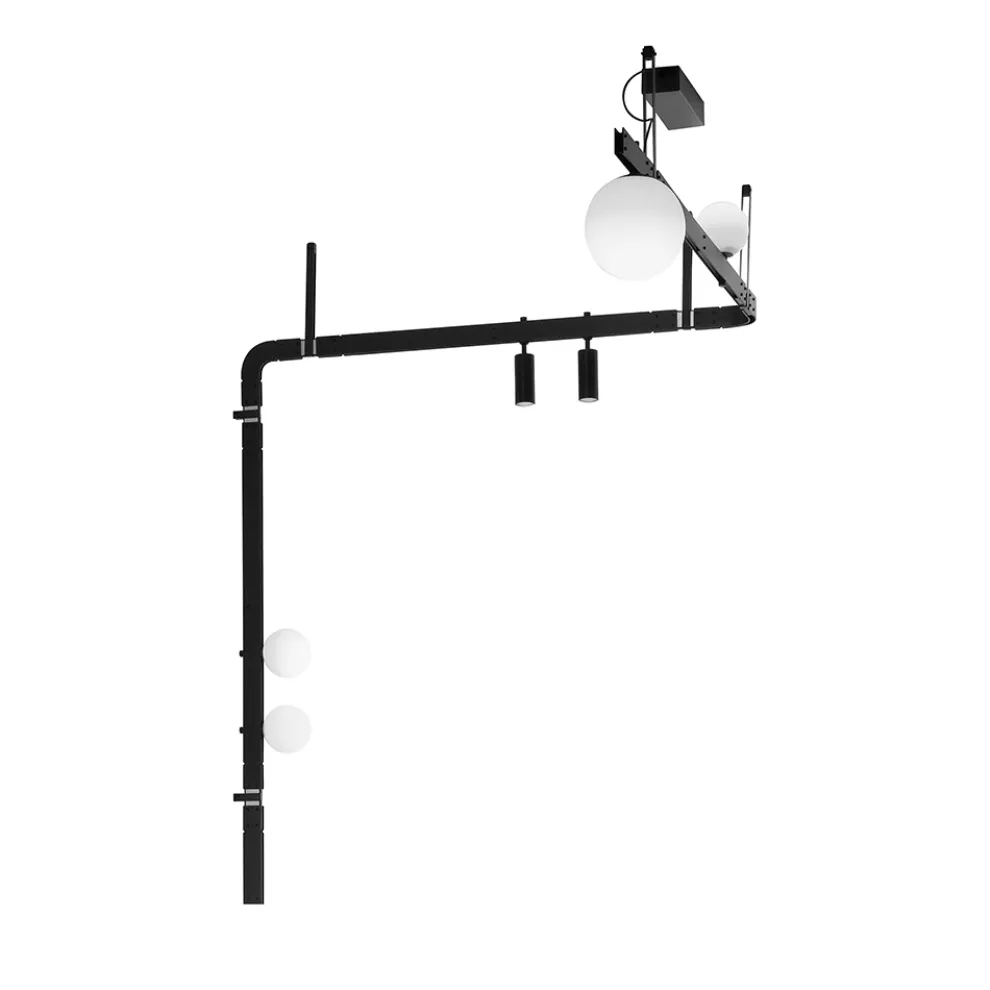 Design-Wandleuchte aus schwarzem Aluminium mit Kugeln und Strahlern - Exodus
