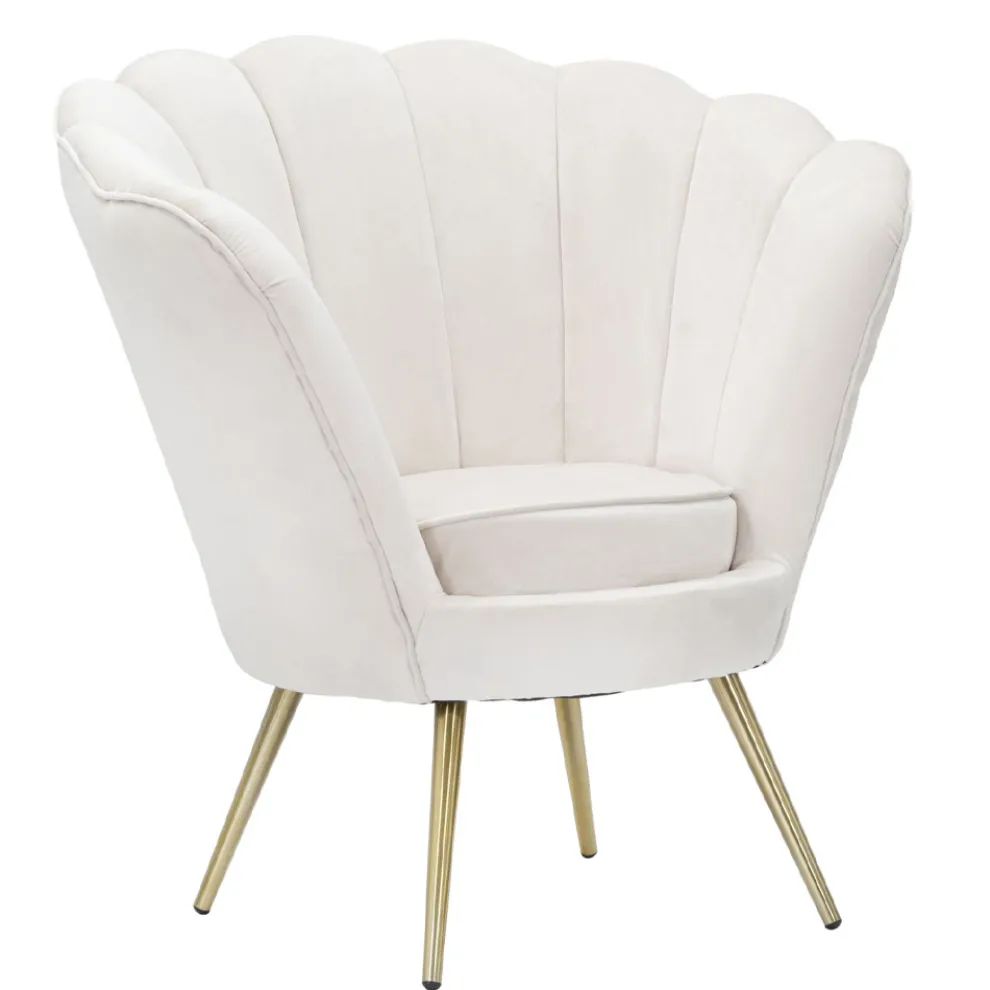 Design-Wohnsessel aus Samt mit goldenen Eisenfüßen - Annina