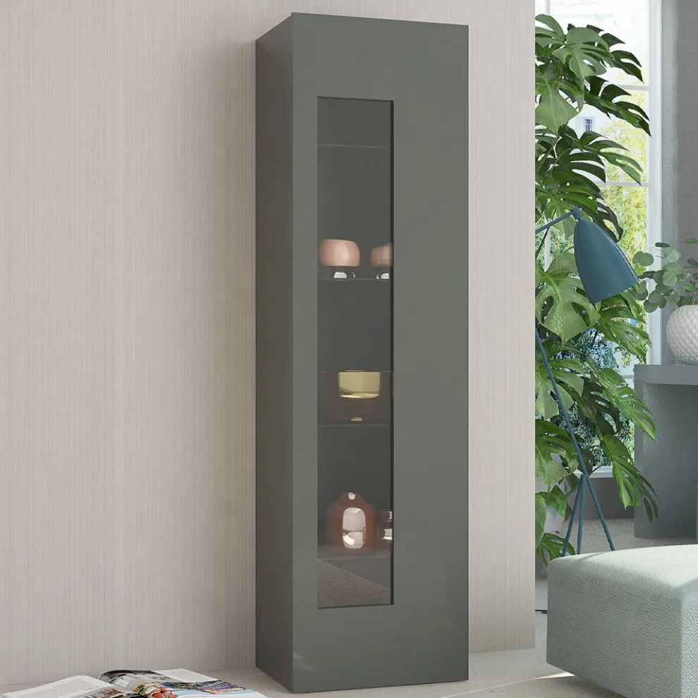 Design-Wohnzimmervitrine in Weiß, Anthrazit oder Betonholz - Suzana