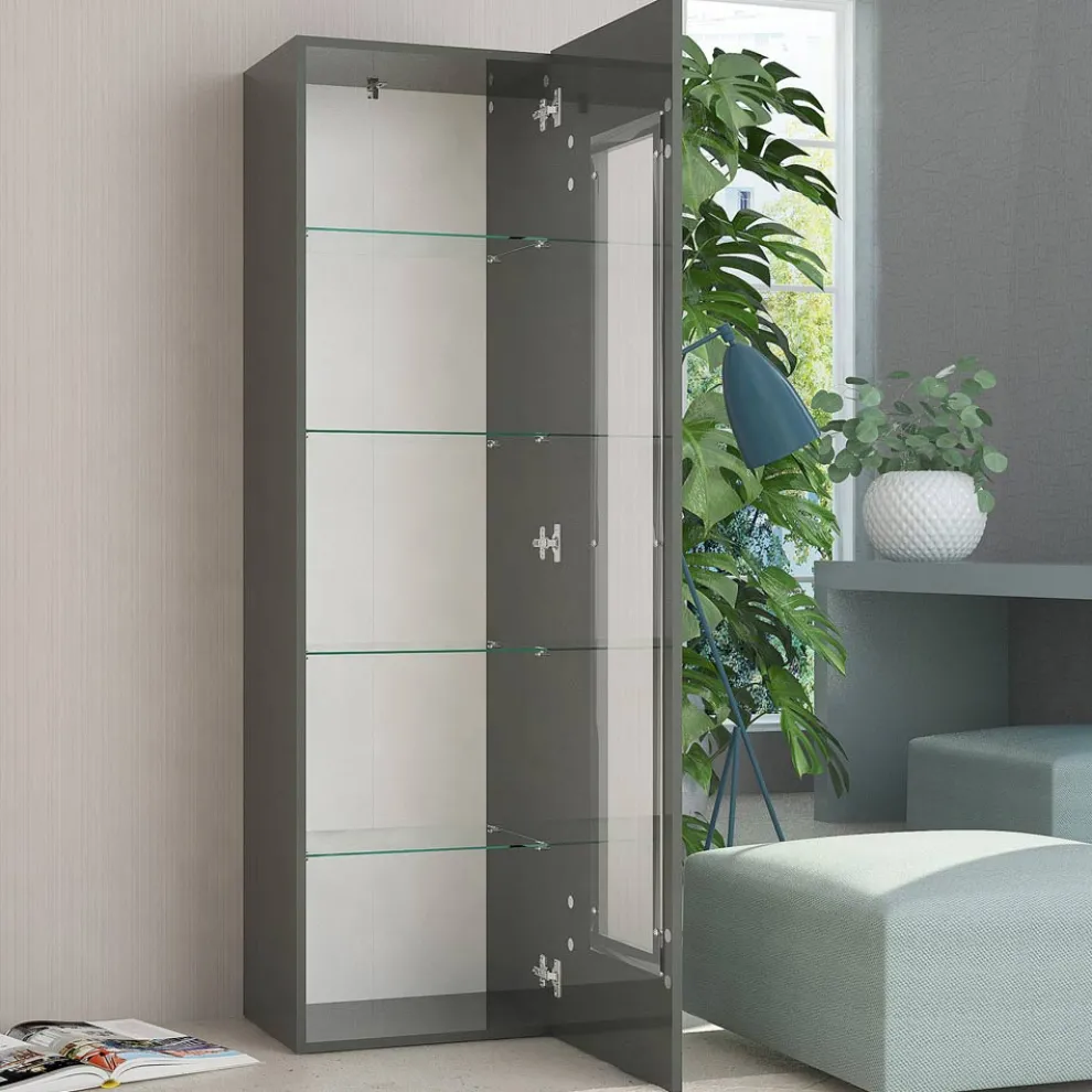 Design-Wohnzimmervitrine in Weiß, Anthrazit oder Betonholz - Suzana