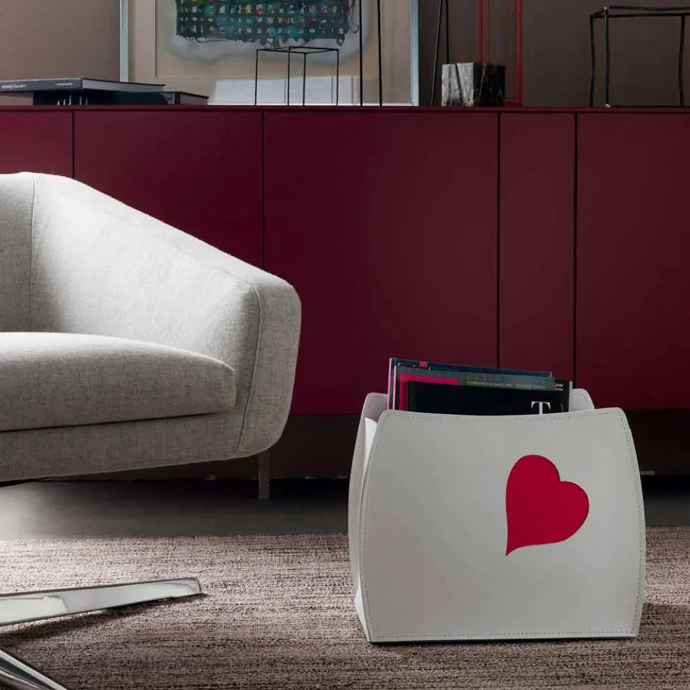 Design-Zeitschriftenständer aus Leder mit modernem Beatrice-Design