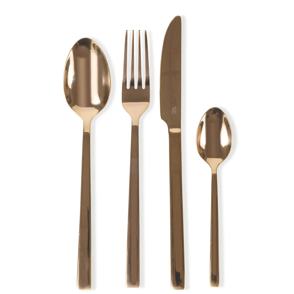 Komplettes Besteckset in schwarzem Stahl- oder Kupferdesign 24-teilig - Fayette