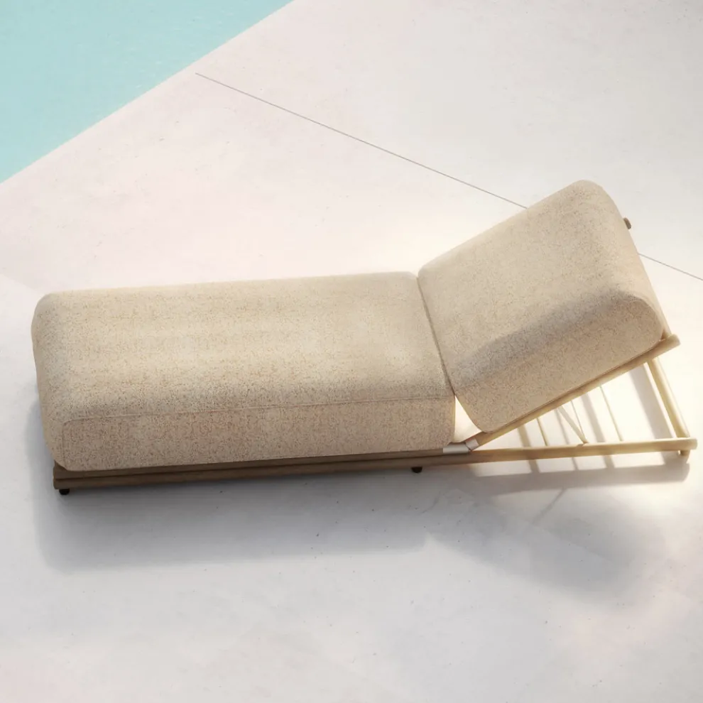 Outdoor-Sonnenliege aus Stoff und Holzstruktur Made in Italy - Armelia