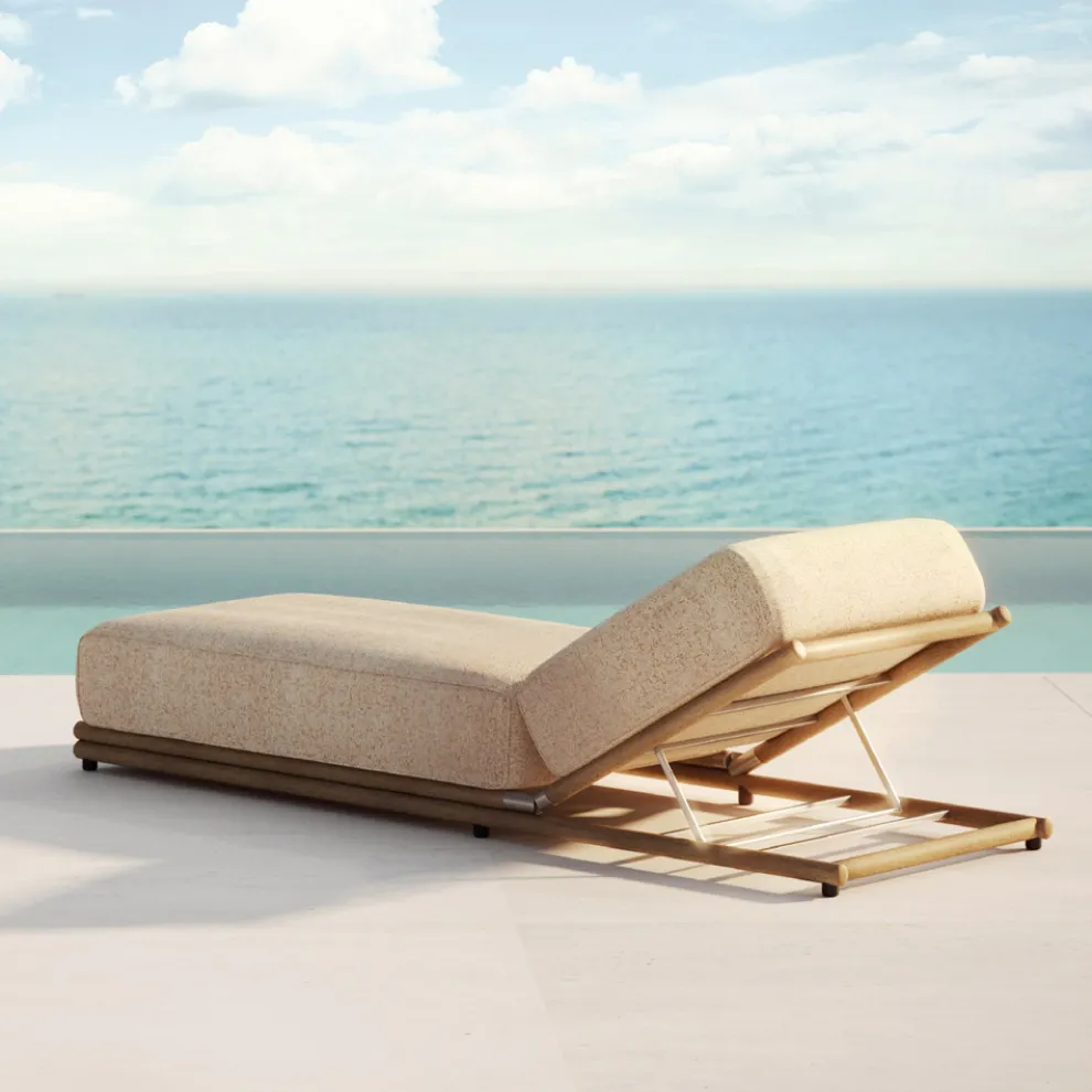 Outdoor-Sonnenliege aus Stoff und Holzstruktur Made in Italy - Armelia