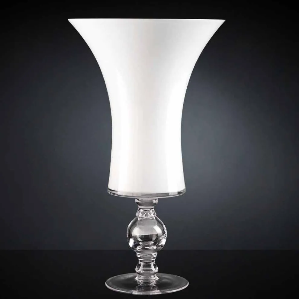 Artisan Vase aus weißem mundgeblasenem Glas oder 24 Karat Gold Made in Italy - Canberra