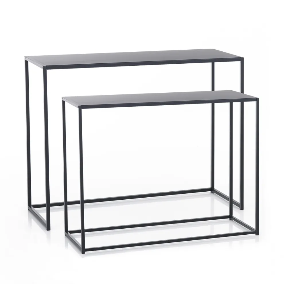 Doppelkonsole aus anthrazitfarbenem Stahl – Osmium