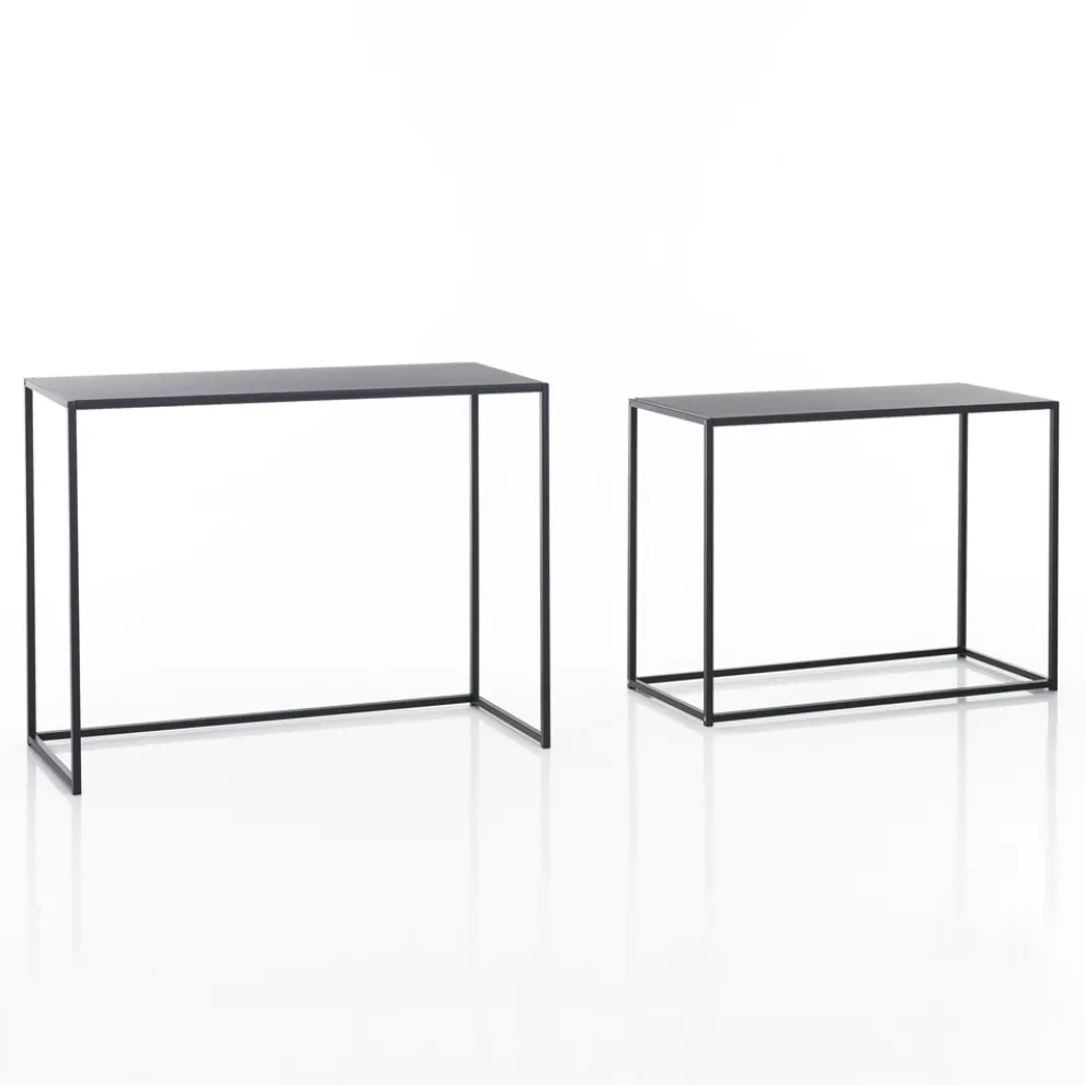 Doppelkonsole aus anthrazitfarbenem Stahl – Osmium