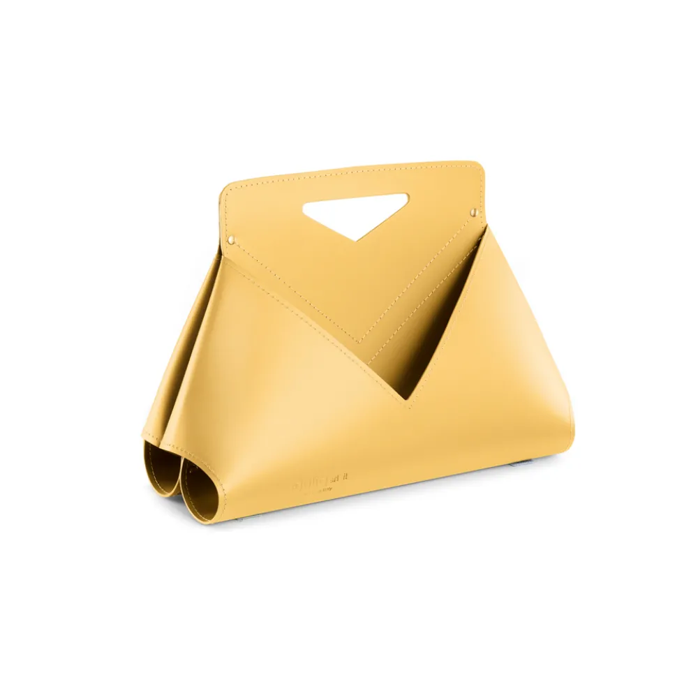 Doppelseitiger Zeitungsständer aus Leder, hergestellt in Italien – Bagliore