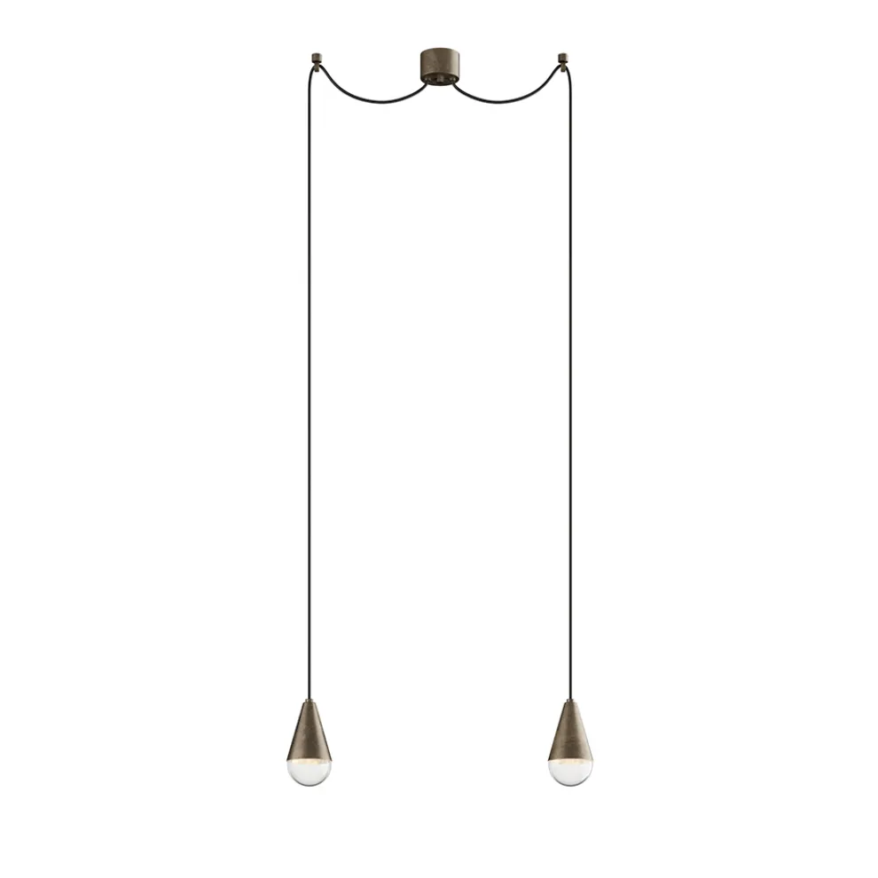 Doppelte Pendelleuchte aus Eisen und Glas, hergestellt in Italien – Cloudy