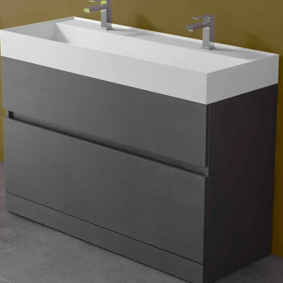 Doppelwaschbecken mit Bodenschrank Modernes Design in Laminat - Pompei