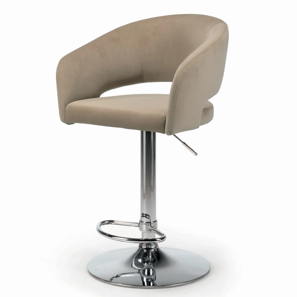 Dreh- und höhenverstellbarer Hocker aus Samt und Stahl – Alassio