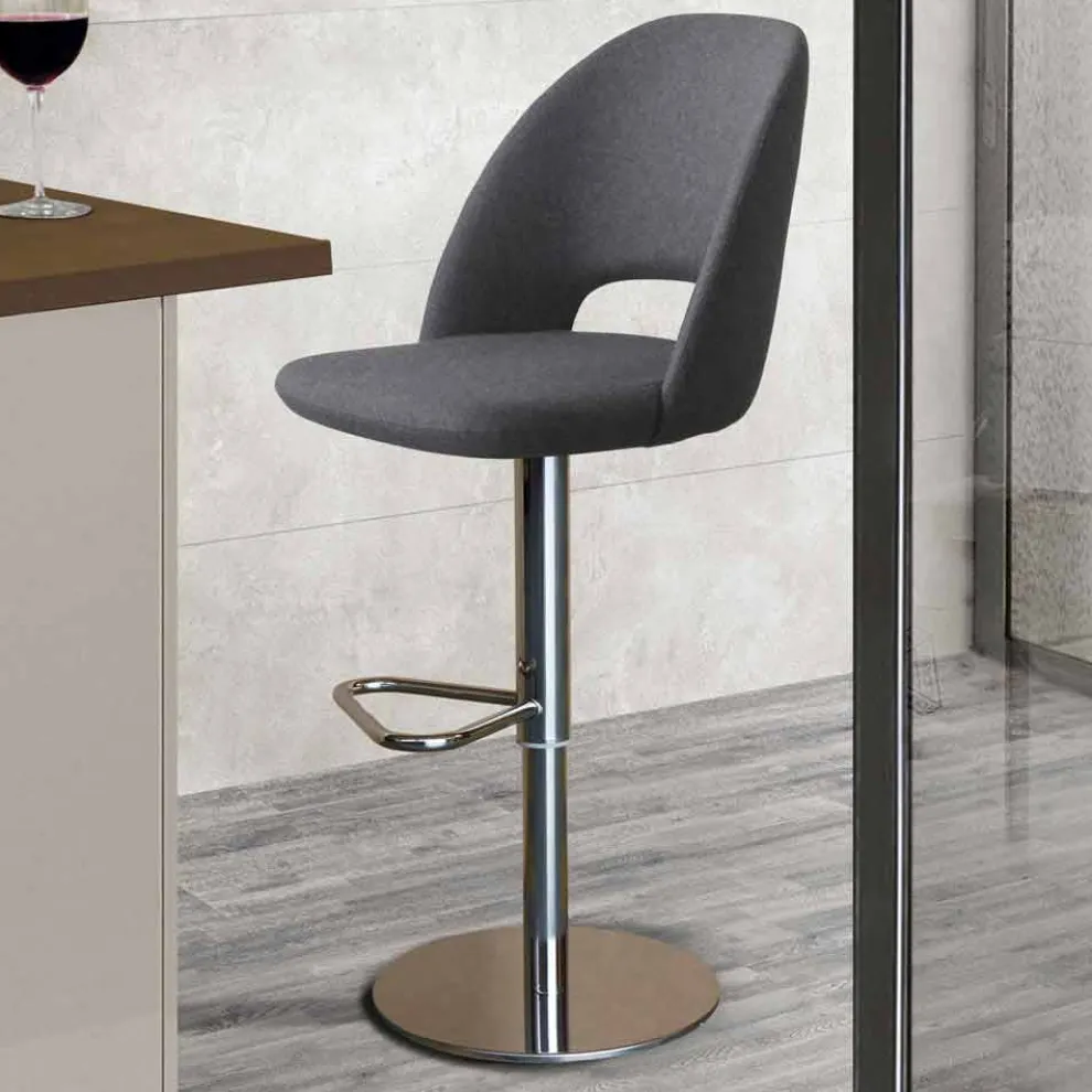 Drehbarer Hocker aus Stoff und Stahl mit Gasfeder Made in Italy - Marchesi