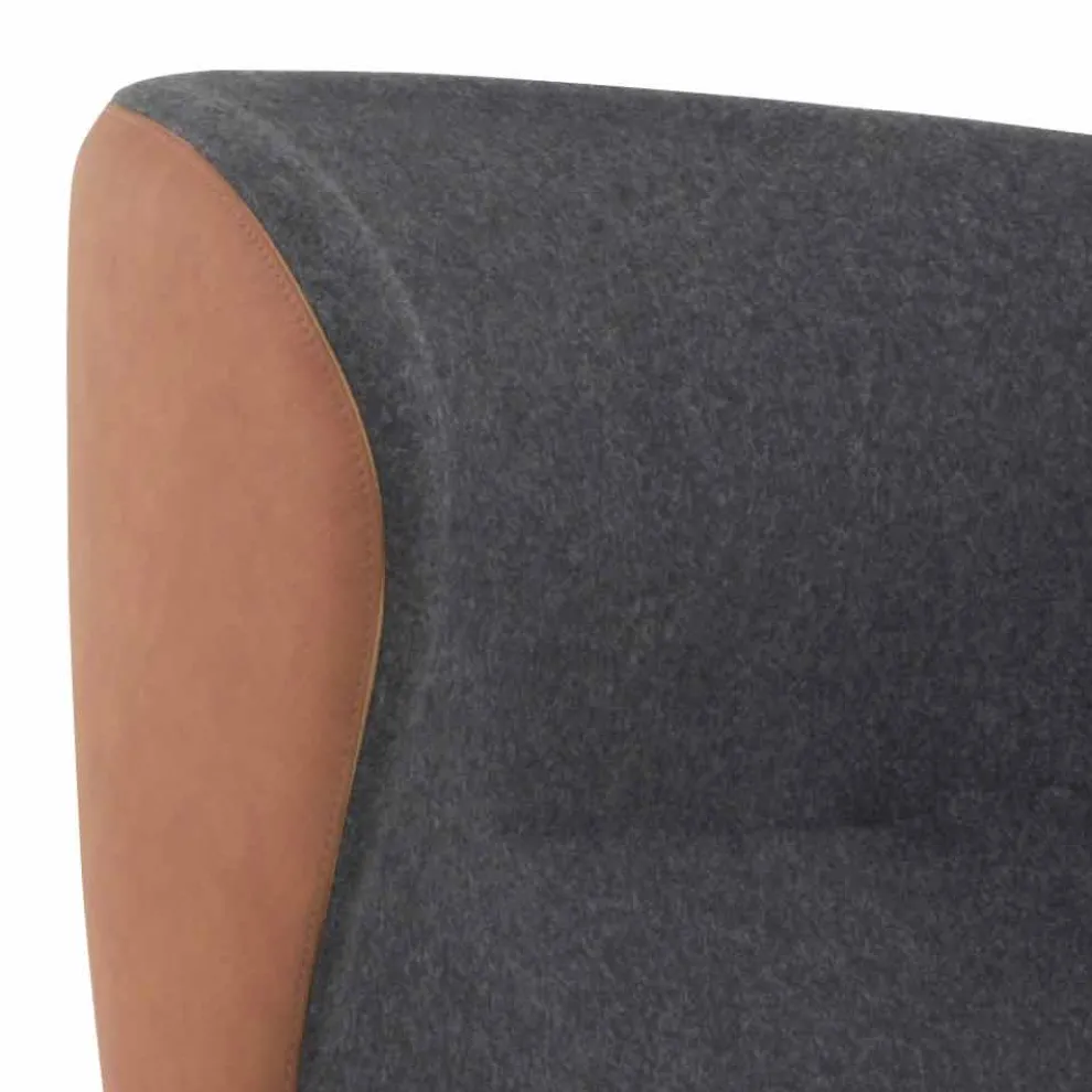 Drehbarer Ledersessel mit Holzgestell Made in Italy - Butterfly