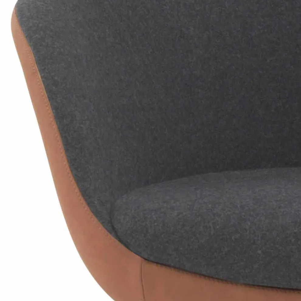 Drehbarer Wohnzimmersessel aus Leder und Stoff Made in Italy - Butterfly