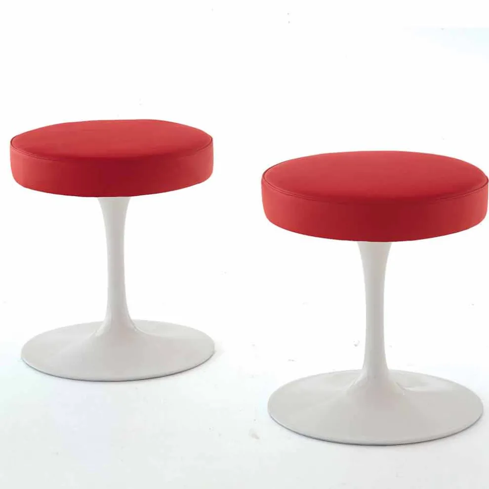 Drehhocker aus lackiertem Aluminium mit Ledersitz Made in Italy - Dacia