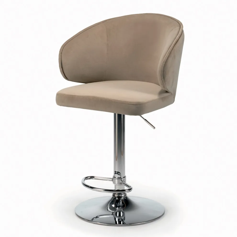 Drehhocker mit Samtsitz und Stahlgestell, hergestellt in Italien – Adria