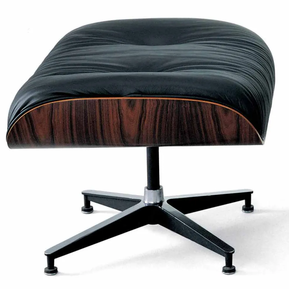 Drehsessel mit Lederbezug und Fußstütze Made in Italy - Maestrale