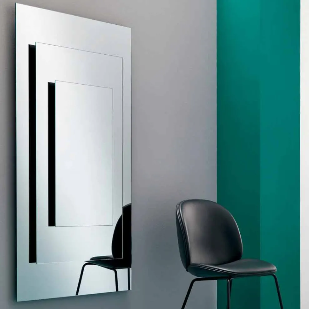 Dreischichtiger Wandspiegel und schwarze Struktur italienisches Design - Plaudio