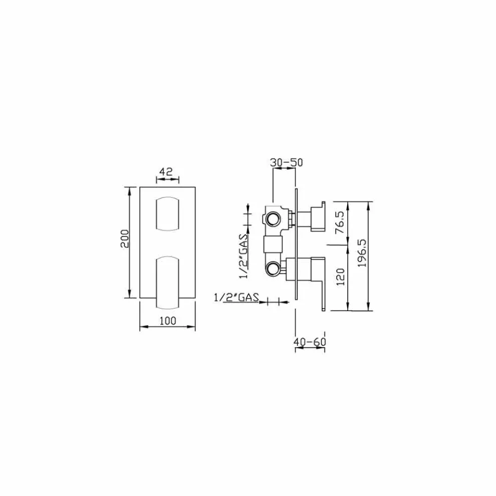 Duschmischer mit drei Auslassumleitern Made in Italy - Sika