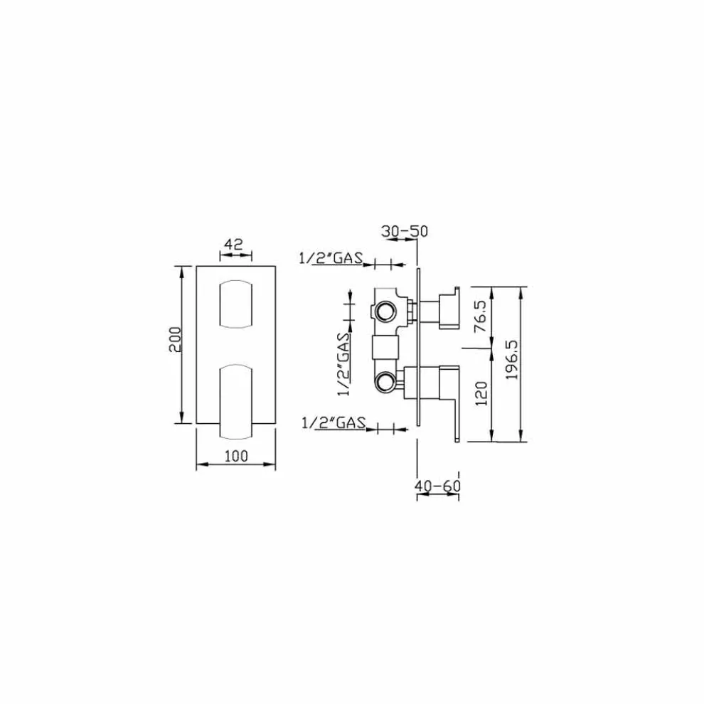 Duschmischer mit Umlenkung 4 Steckdosen Made in Italy - Sika