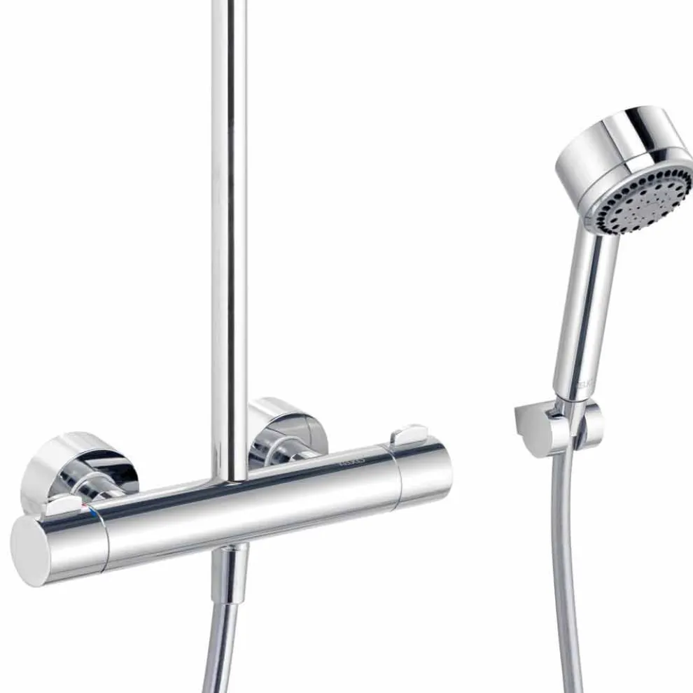 Duschsäule mit Duschkopf und Handbrause aus verchromtem Messing, hohe Qualität - Zanio