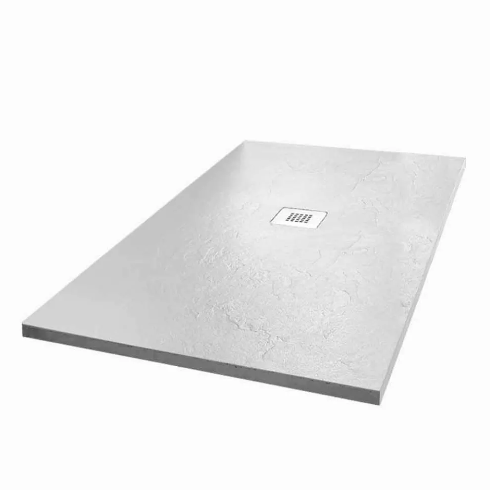 Duschwanne aus Schiefer-Effektharz 120x70 mit Stahlgitter - Sommo