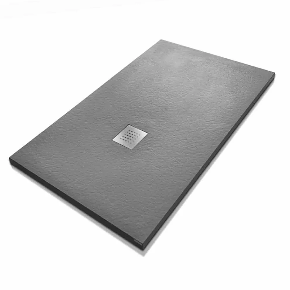 Duschwanne 140x70 aus Stein-Effekt-Harz mit Stahlgitter - Domio