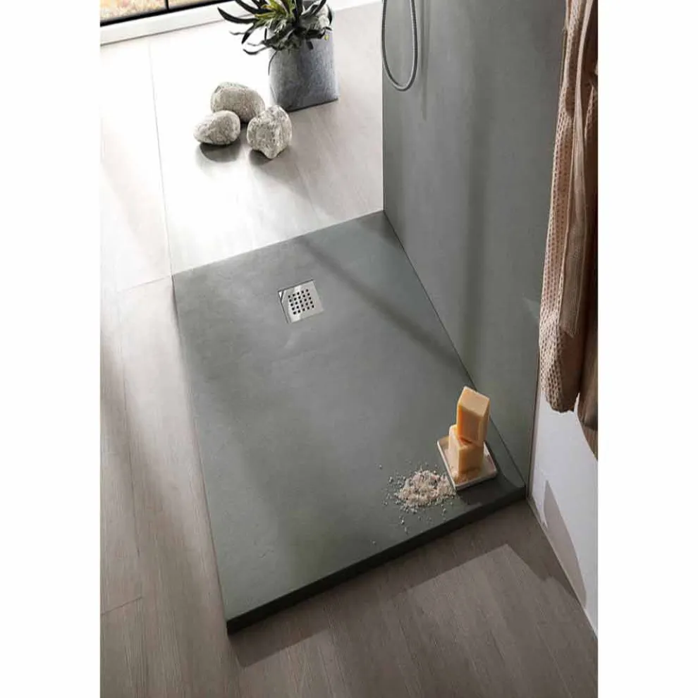 Duschwanne 140x80 in Harzbetonoberfläche mit Stahlgitter - Cupio