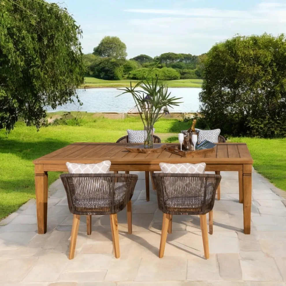 Gartentisch mit Struktur aus gebürstetem Naturteak - Artes