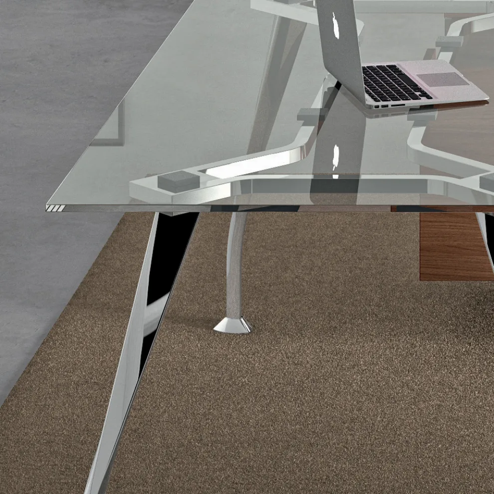 Chefschreibtisch aus Glas mit integriertem Schrank - Serio