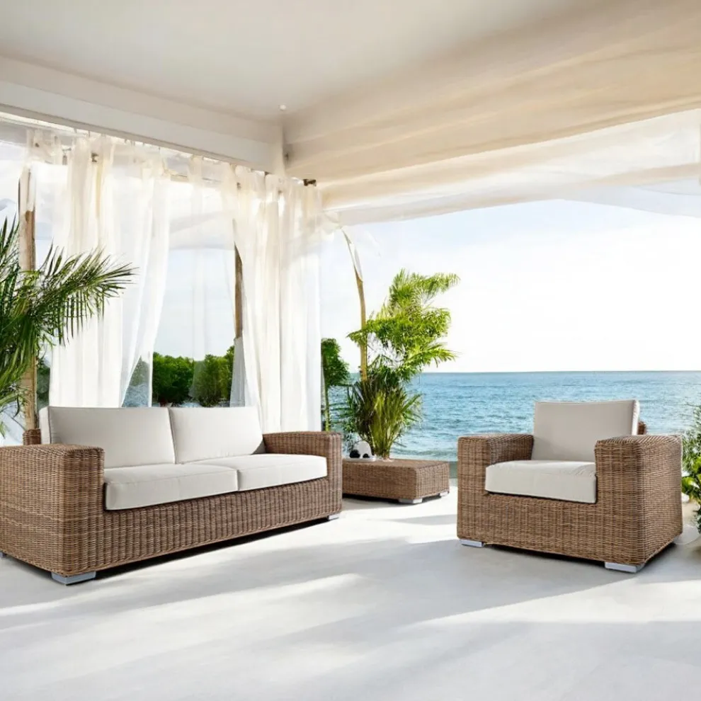 Handgewebte Gartenlounge aus Polyrattan - Yoko