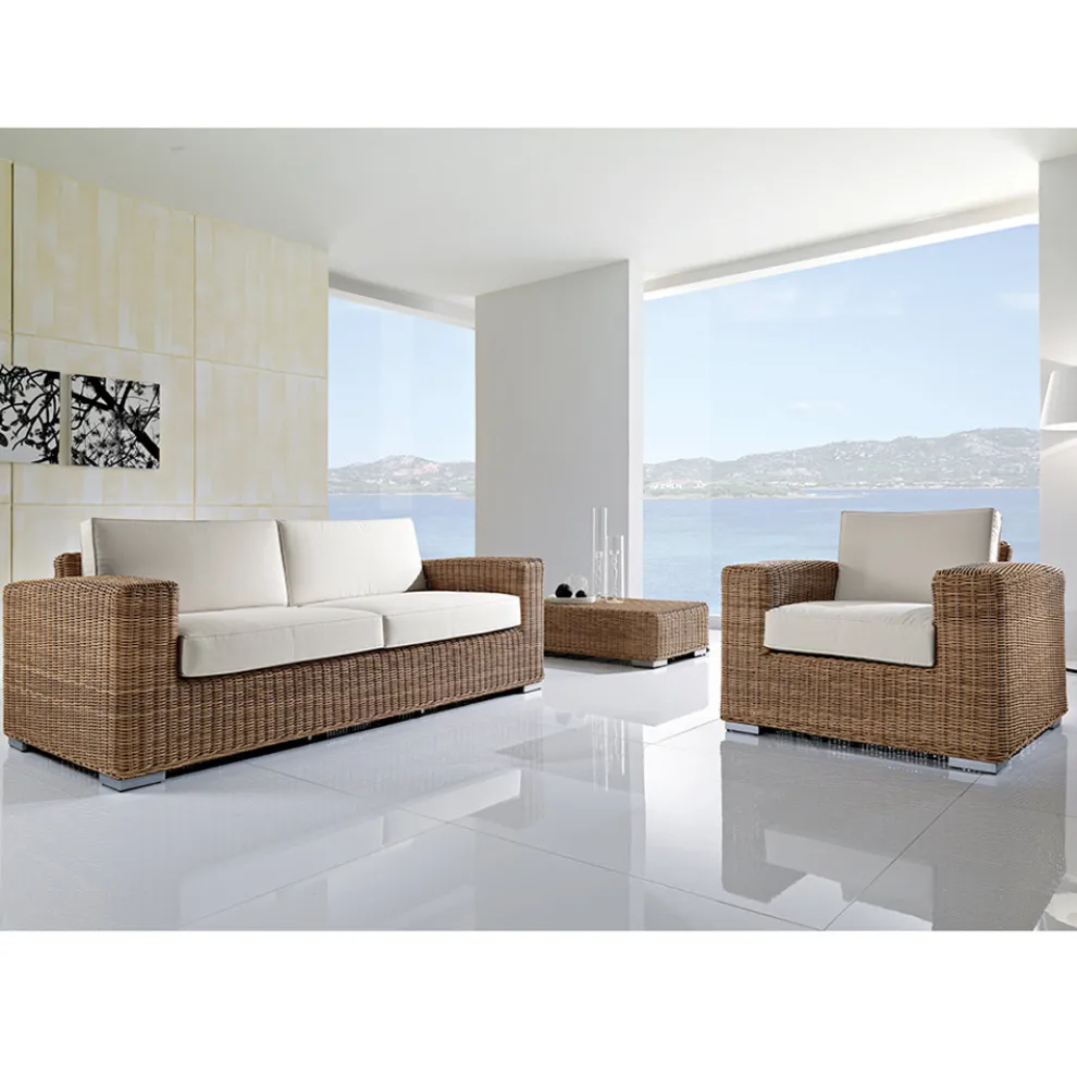 Handgewebte Gartenlounge aus Polyrattan - Yoko