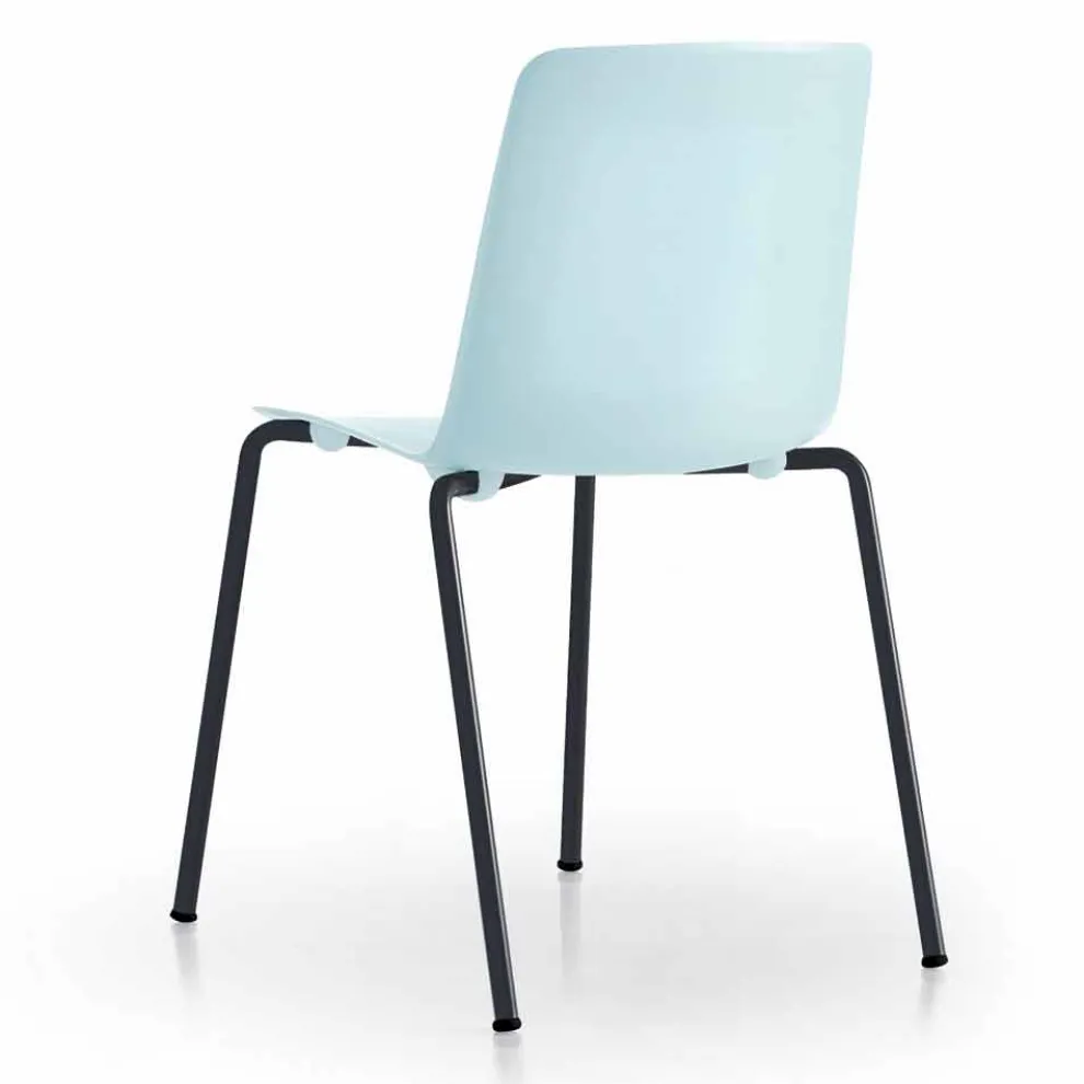 4 stapelbare Außenstühle aus Metall und Polypropylen Made in Italy - Carita