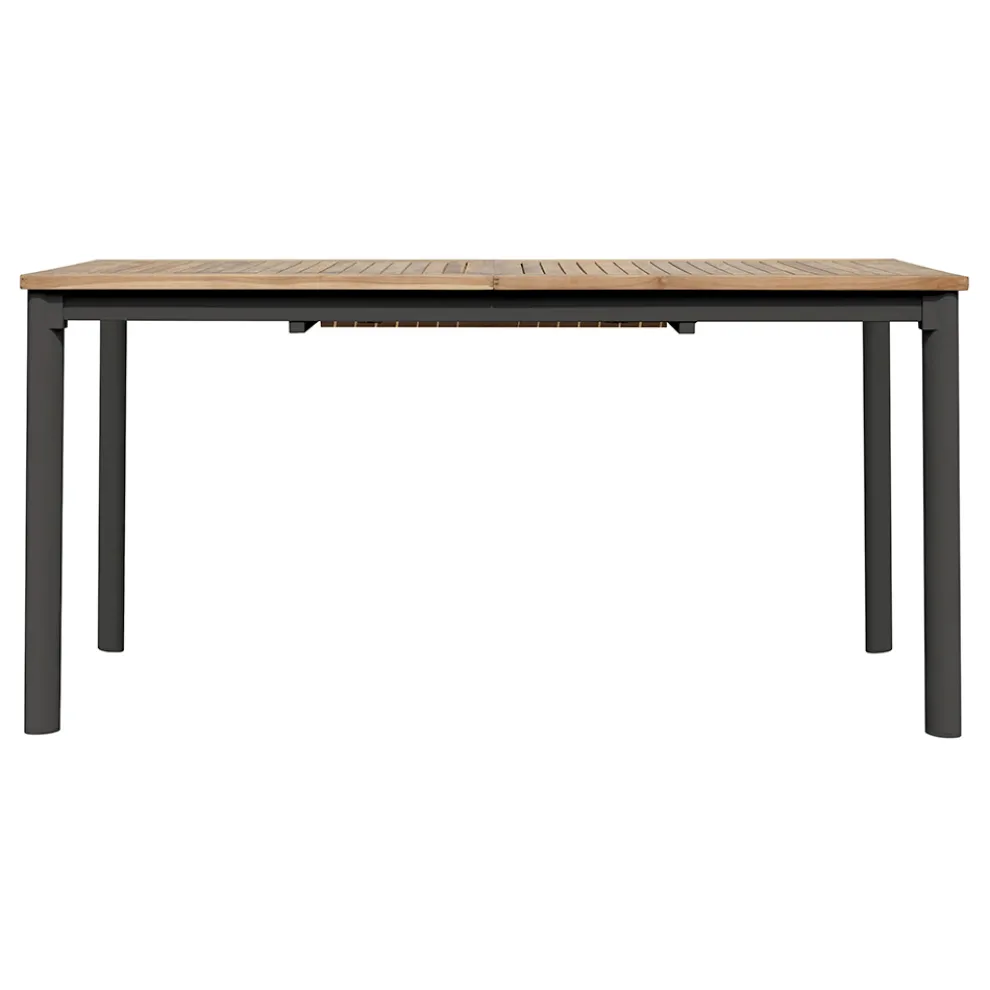 Ausziehbarer Butterfly-Tisch bis 210 cm aus Aluminium und Teakholzplatte - Incanto