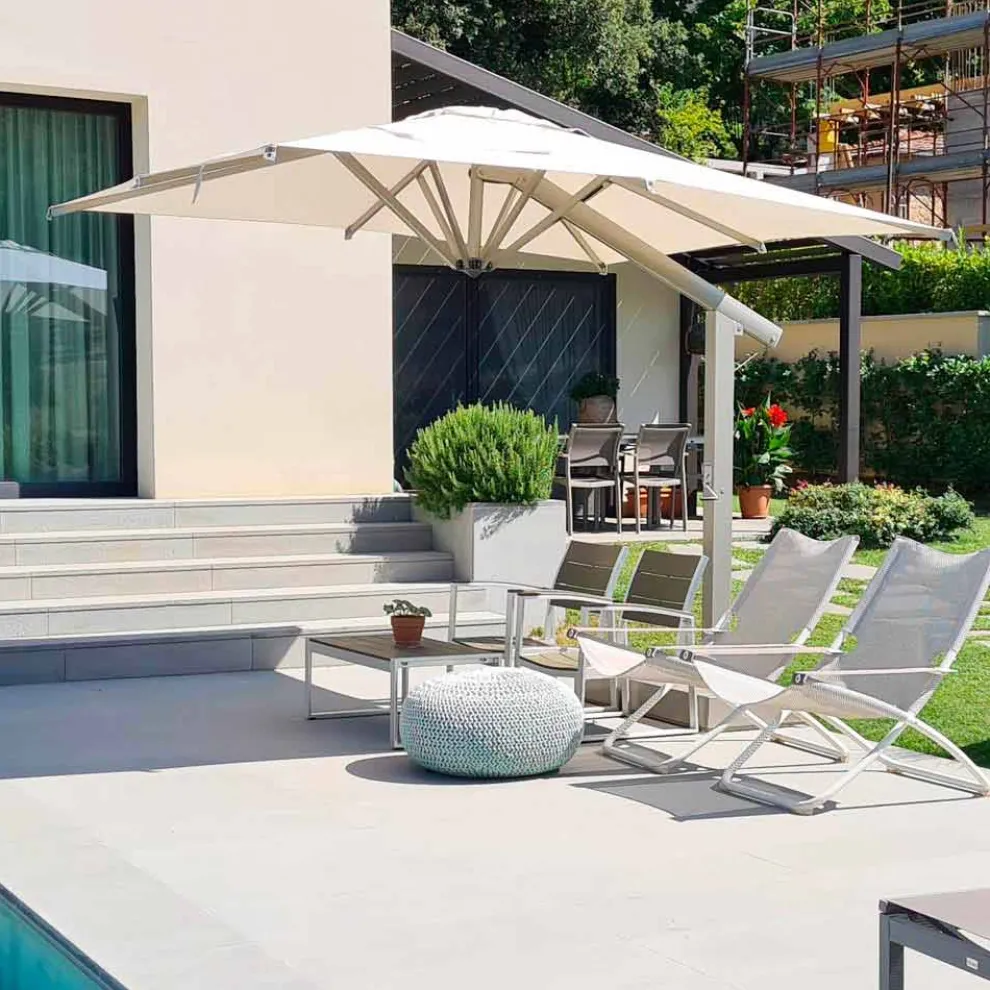 Gartenschirm 300x200 cm aus weißem oder anthrazitfarbenem Aluminium - Lapillo