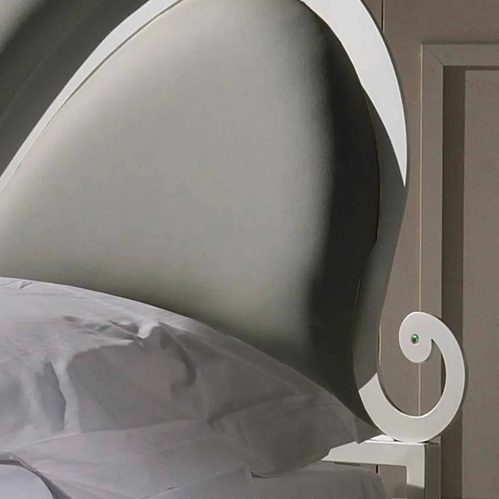 Doppelbett gepolstert 160x190 cm aus Eisen mit Kristall Kimberly