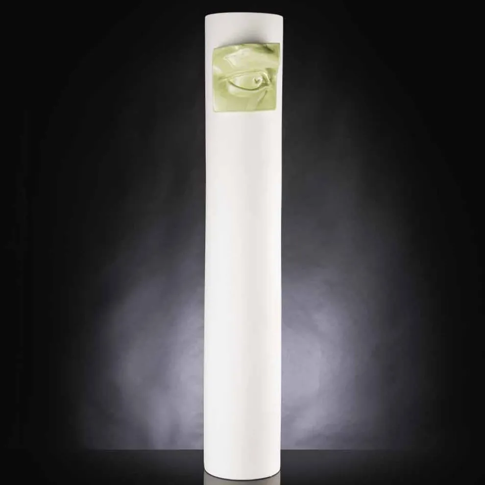 Hohe Vase aus weißer Keramik mit farbigen Details Made in Italy - Monte